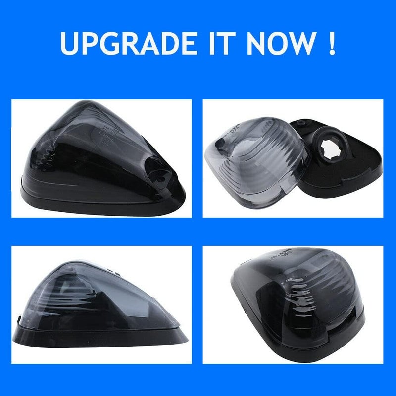 GLOFE 5X Black Smoke Lens Cab Roof Marker Running Lamps w/White LED Lights Compatible with Ford F150 F250 F350 F450 F550 F650 F750 E150 E250 E350 E450 1999-2016 Super Duty Pickup Trucks - Image 4